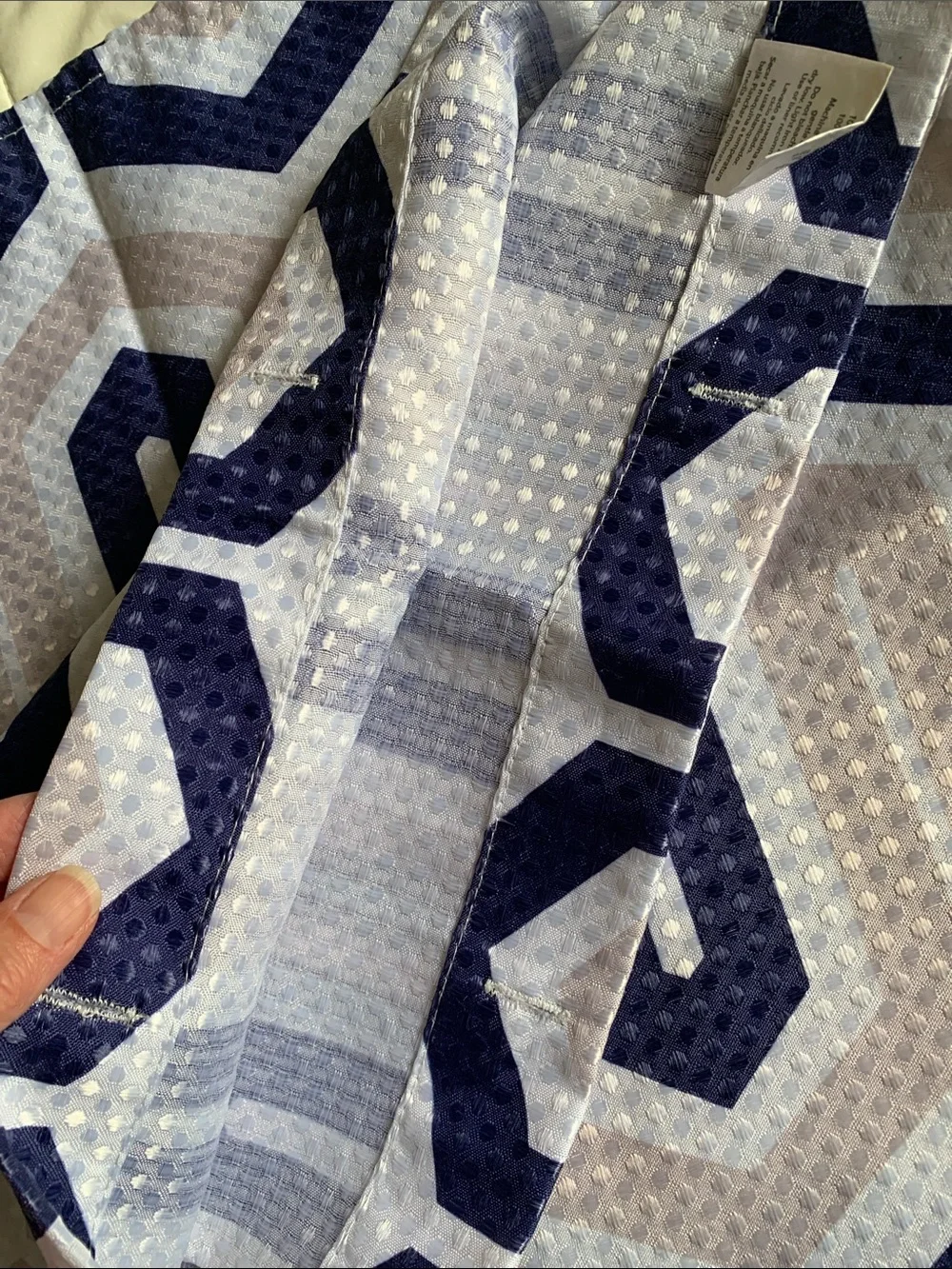 Mainstays Navy and Gray Geometric Shower Curtain Panel